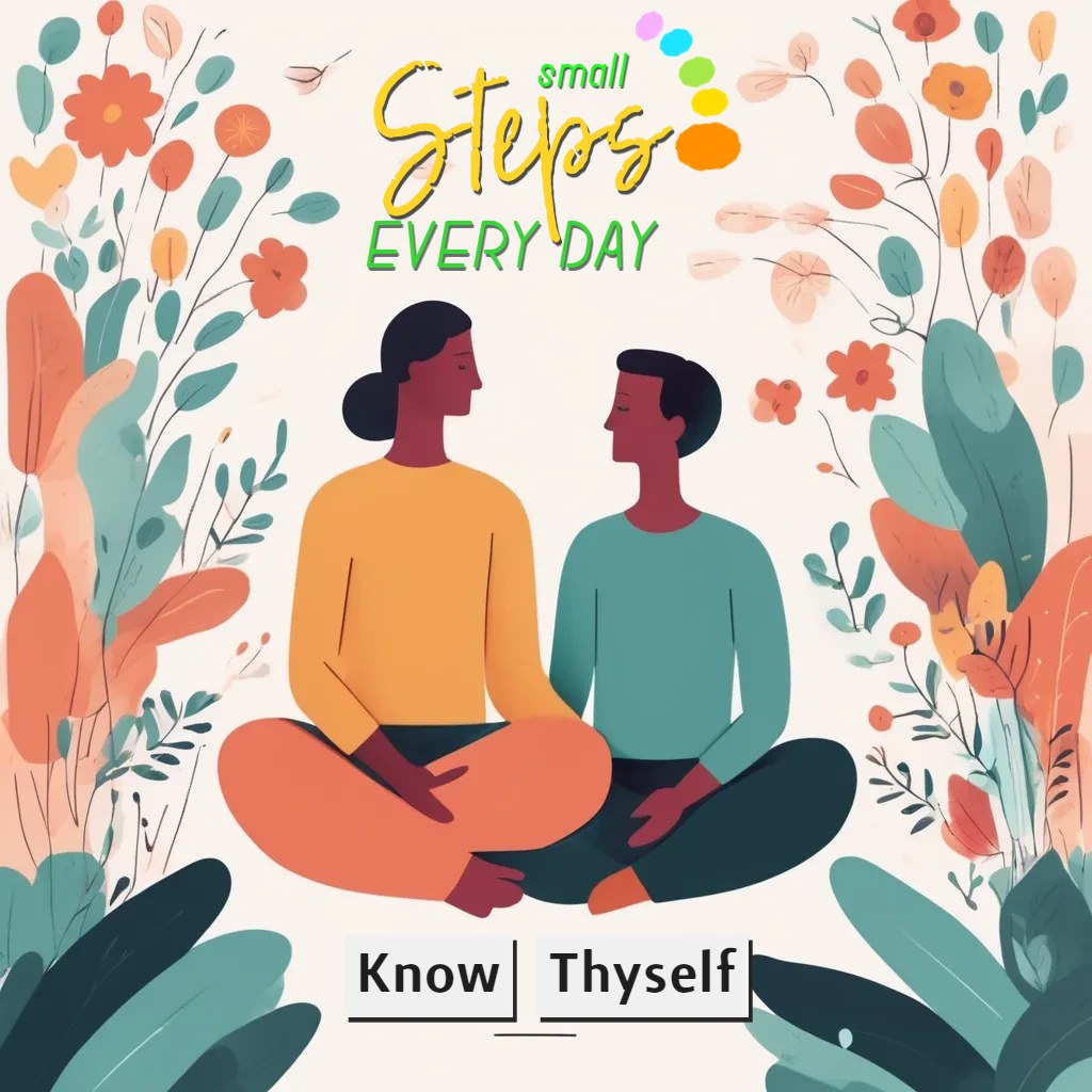 Illustration of two people sitting cross-legged in conversation, surrounded by flowers